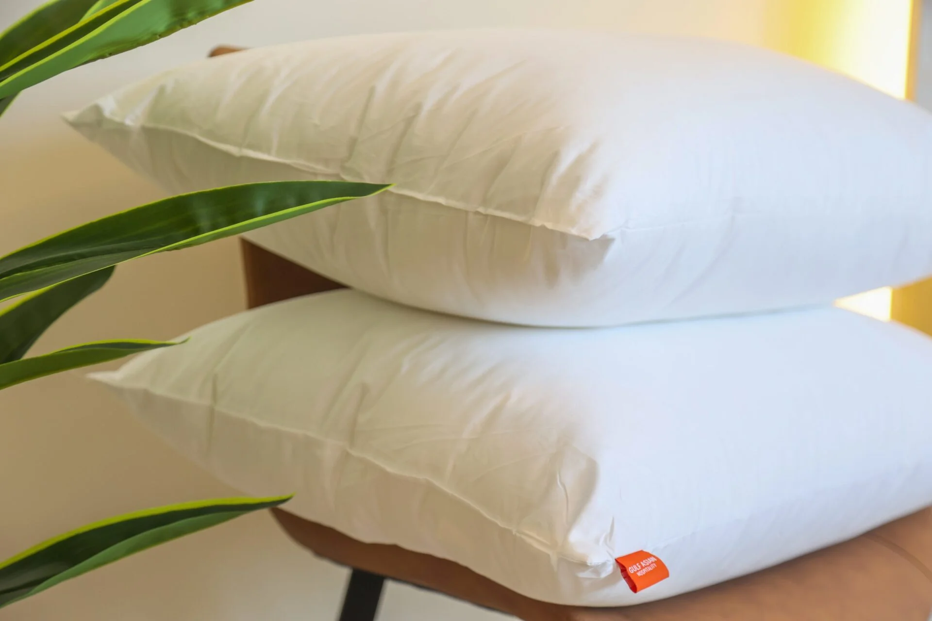 White hotel pillows